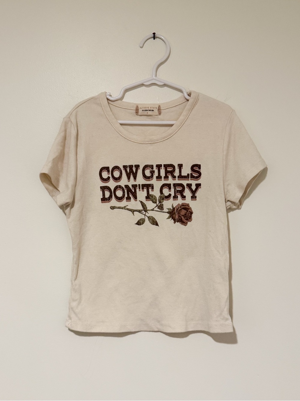 Girl’s Cowgirls Don't Cry Graphic Tee - Cream